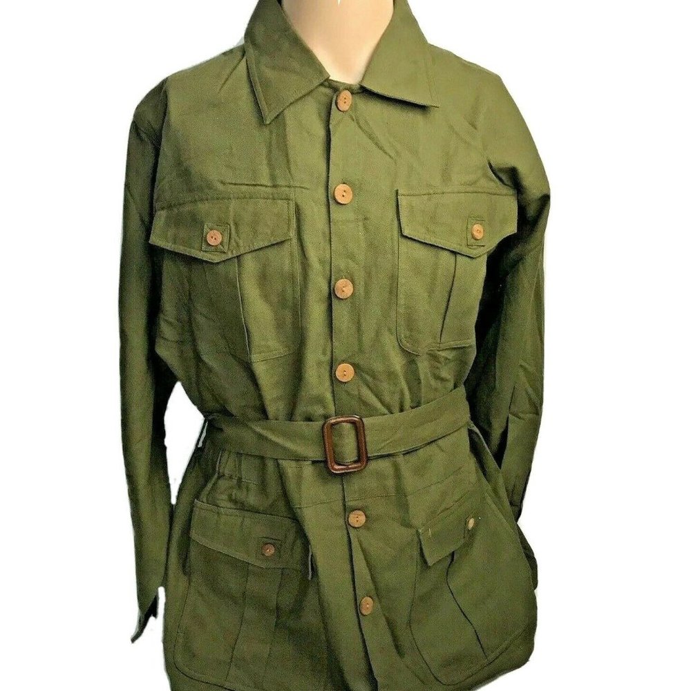 Vintage Orvis Women's Green Linen Jacket Shirt